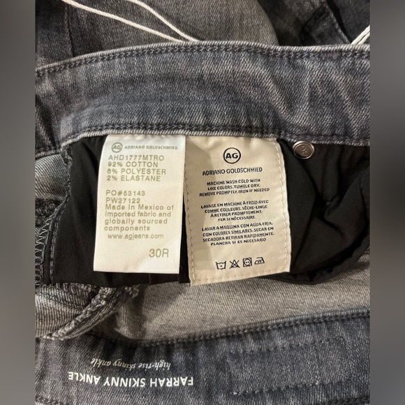 NWT AG Jeans FARRAH High-Rise Skinny Ankle Ashen Blue-Gray Stretch Size 30R - Picture 13 of 16